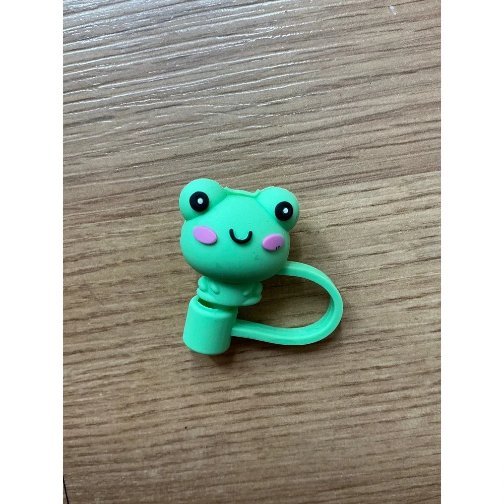 Cute Animal Straw Toppers Duck Bear Frog Reusable Drink Accessories‎ Set